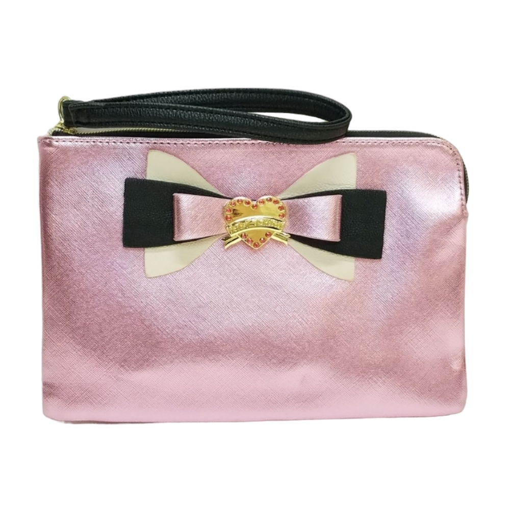 💕Betsey Johnson Saffiano Blush=Bow Wristlet/Pouch💕